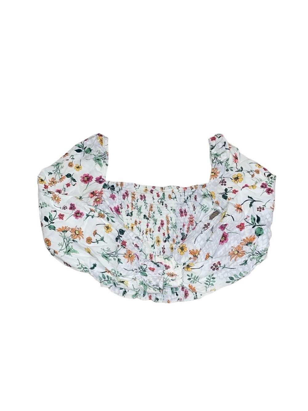 Afrm floral cropped balloon sleeve blouse